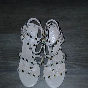 Beige Studded Heels